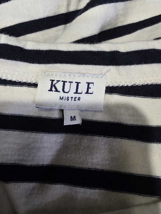 Kule Mister Black White Striped Cotton Tee Coastal Preppy Travel Size Medium - Picture 2 of 10
